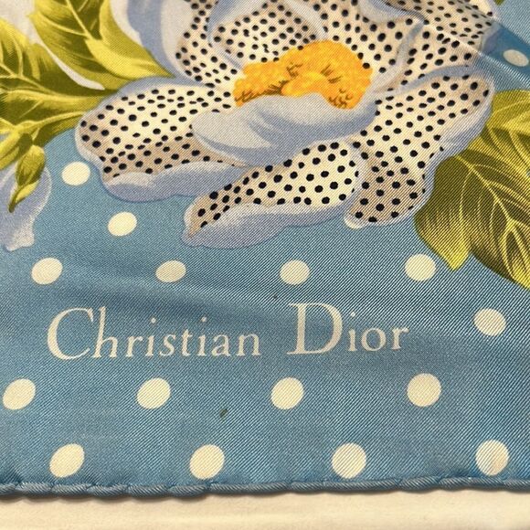 VTG Christian Dior Houndstooth Floral Silk Scarf - Picture 2 of 7